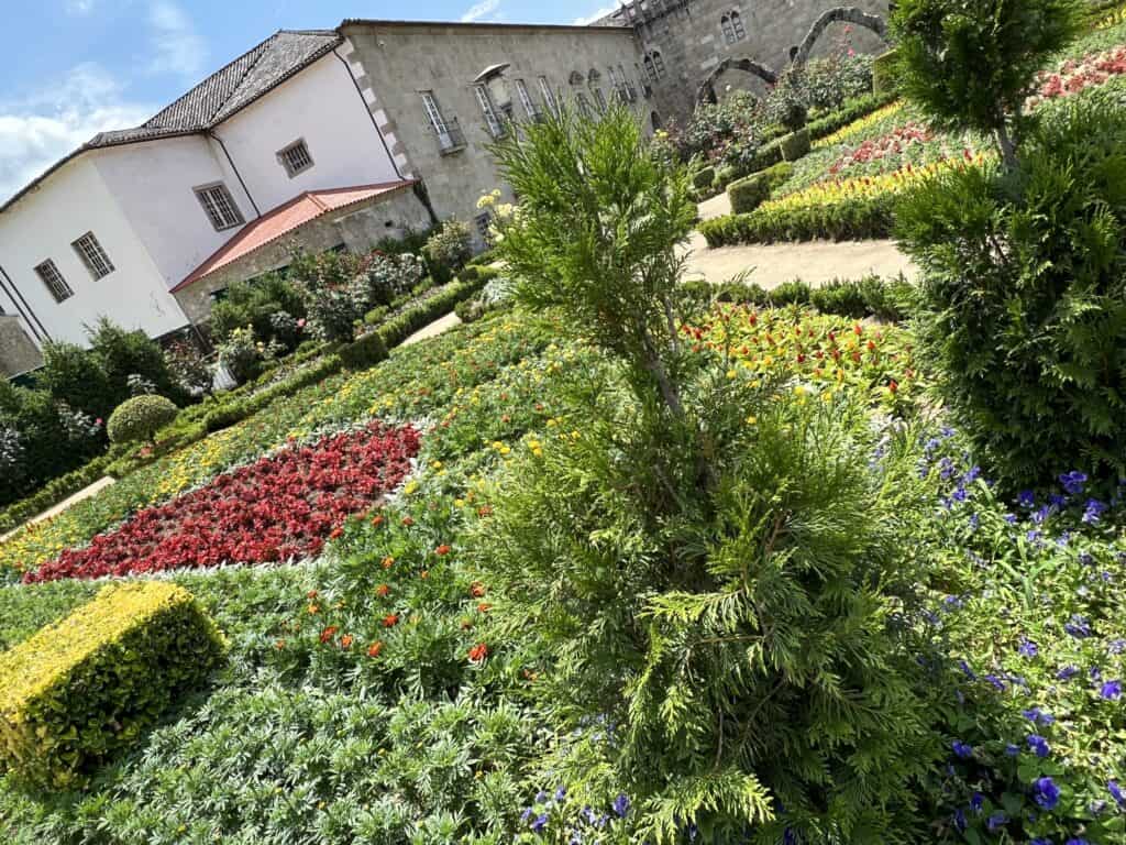 Spring flowers blooming in the Jardim de Santa Barbara in Braga Portugal.
