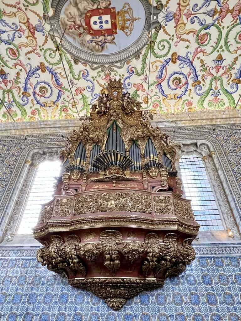 Ornate baroque organ at the University of Coimbra.